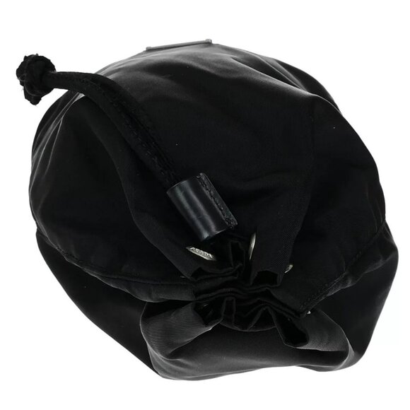 PRADA Logo Tessuto Mini Drawstring Pouch Nylon Leather Black SHW Italy - Picture 8 of 15